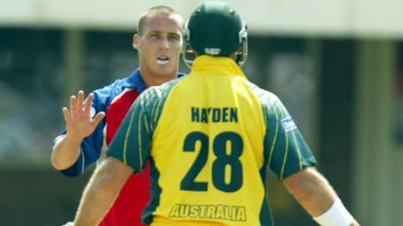 'Simon Jones's treatment of Hayden was considered a sign of a new, agressive England.'