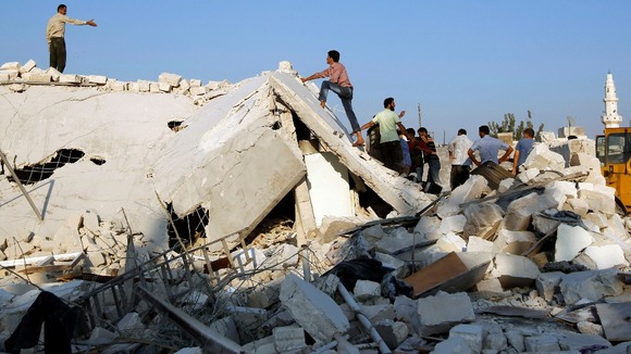 House destroyed by an air strike in Azaz