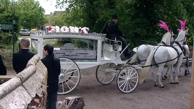 Fiona Anderson's coffin arrives at Oulton Church near Lowestoft
