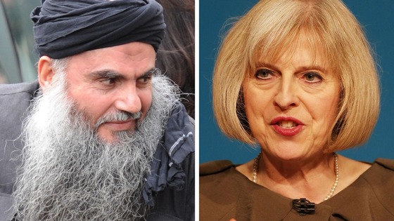 File photos of Abu Qatada and Home Secretary Theresa May.