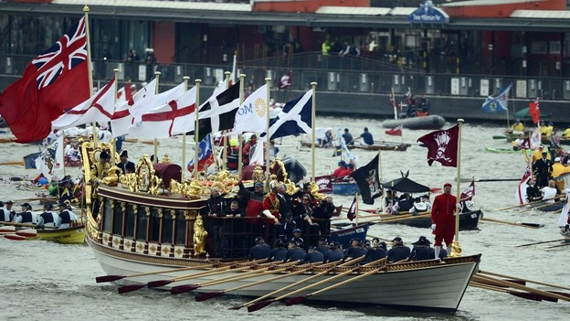 The barge led the Diamond Jubilee pageant down the Thames last year