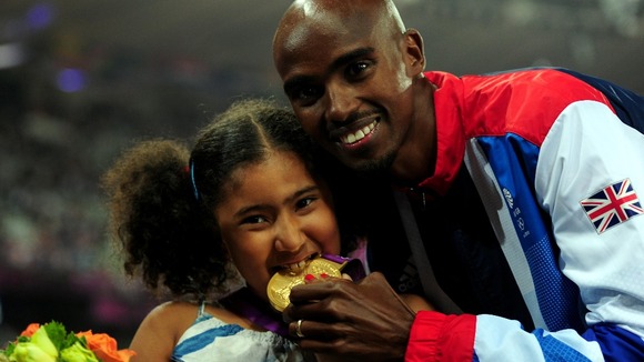 Great Britain Mo Farah and his daughter Rihanna.