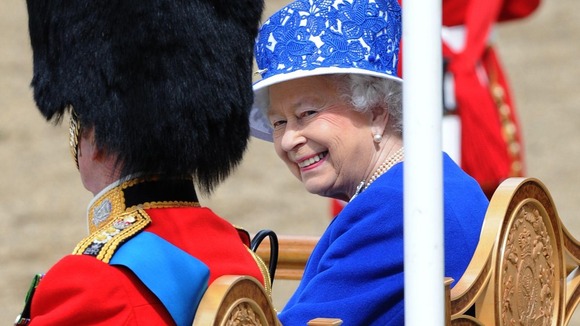 The Queen smiles during the Trooping the Colour.