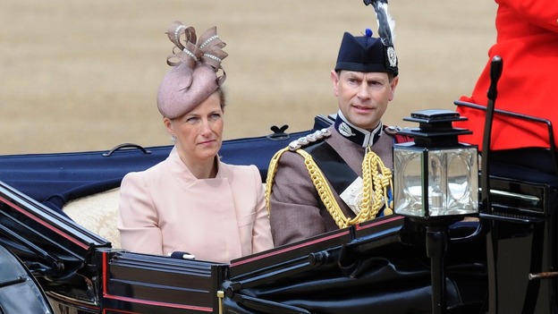 The Earl and Countess of Wessex arrive at Horse Guards Parade.
