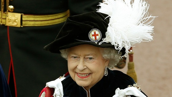 Queen Elizabeth II walks in procession in the annual Garter Ceremony at Windsor Castle