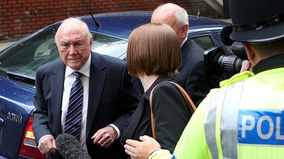 Veteran BBC broadcaster Stuart Hall pictured arriving at Preston Crown Court earlier today.