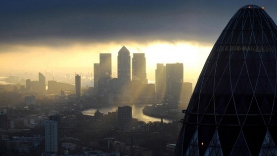 Canary Wharf, the banking district of London.