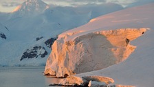 An Antartic ice shelf.
