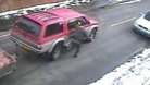 CCTV shows driver being flung from a stolen 4x4