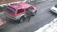 CCTV shows driver being flung from a stolen 4x4