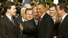 President Obama welcomes the Chancellor to the White House in March 2012