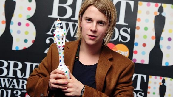 Tom Odell with the Critics' Choice award at the 2013 Brit Awards.