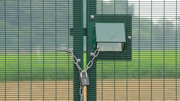 Security at the site of a genetically modified crop trial at Rothamsted Research, in Harpenden, Hertfordshire