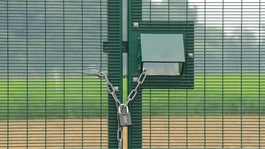 Security at the site of a genetically modified crop trial at Rothamsted Research, in Harpenden, Hertfordshire