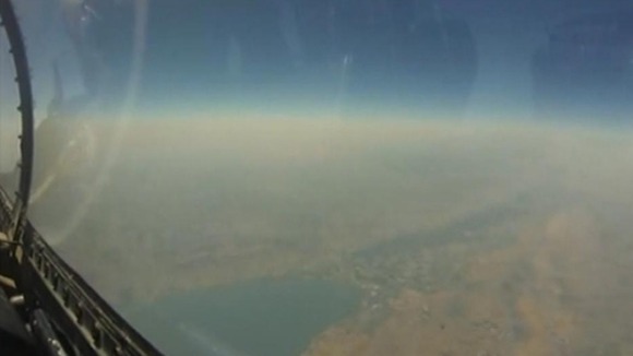 The view from inside the F1 fighter plane, flying in the north of Israel.