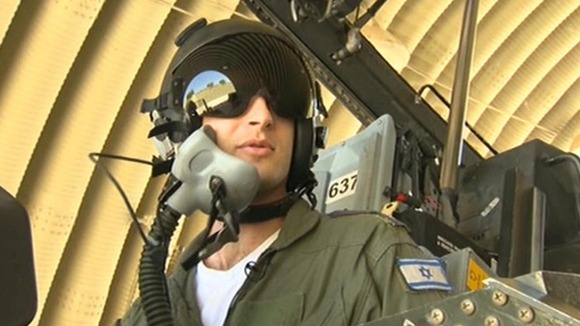 An Israeli pilot on an F16 fighter jet.