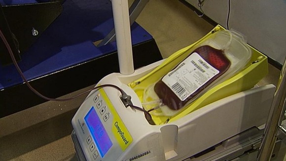 Blood being donated at a centre in London