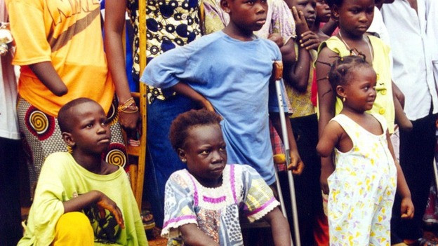 Child amputees in Freetown in 2001.