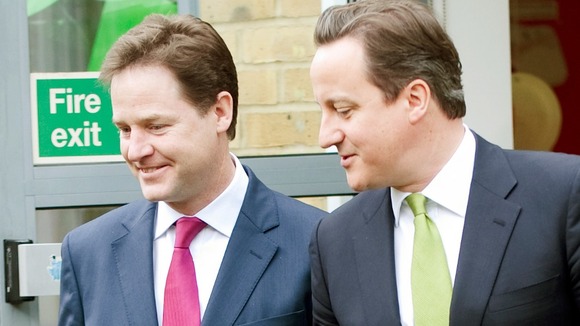 Deputy Prime Minister Nick Clegg with Prime Minister David Cameron