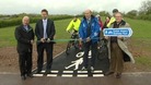 cutting the ribbon on the cycle path