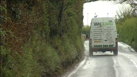 narrow road to Exeter Airport