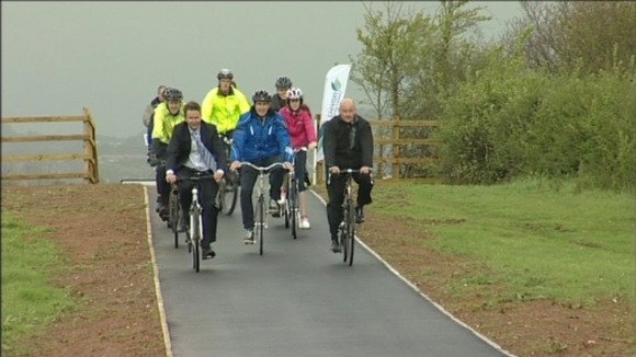 cyclists on Exeter airport cycle path