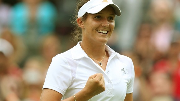 Laura Robson celebrates defeating Russia's Maria Kirilenko