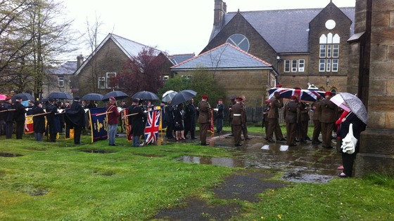 Corporal Jack Stanley's coffin arrives at Holy Trinity Church, Littleborough