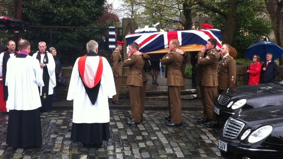 Corporal Jack Stanley's coffin leaves church