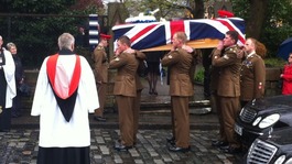 Corporal Jack Stanley's coffin leaves church for a private cremation