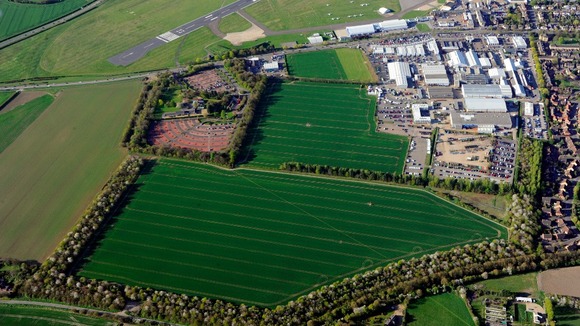 An aerial view of the proposed development site