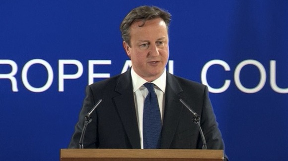 David Cameron pictured in Brussels today.