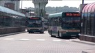 A bus leaving Cardiff Bus Station