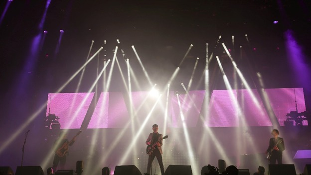 The Arctic Monkeys performing on the Pyramid Stage