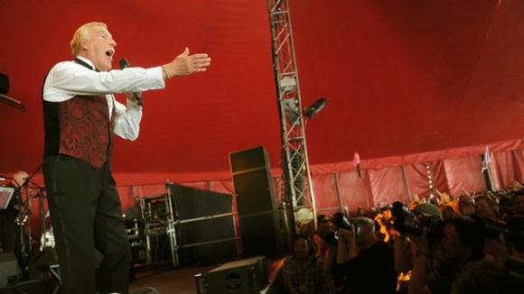 85-year-old entertainer Sir Bruce Forsyth performing on the Avalon stage