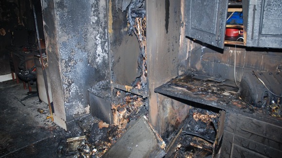 Image of a home damaged by a fridge freezer fire