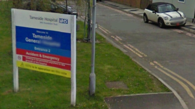 The entrance to Tameside general hospital in Greater Manchester
