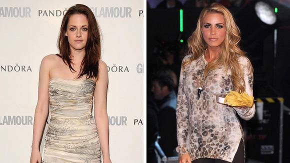 Kirsten Steward has been voted the best dressed woman by Glamour magazine. Katie Price who has been voted the world''s worst dressed.
