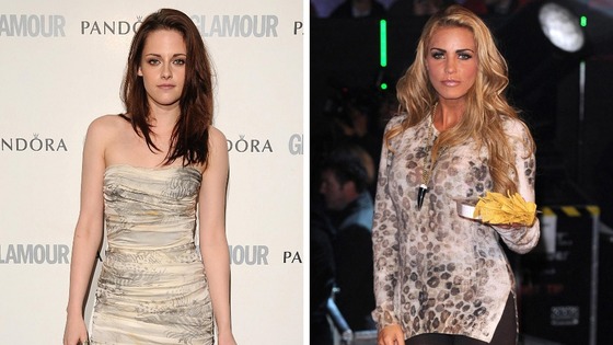 Kirsten Steward has been voted the best dressed woman by Glamour magazine. Katie Price who has been voted the world''s worst dressed.