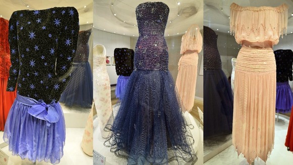 Three of the dresses on display at Kensington Palace