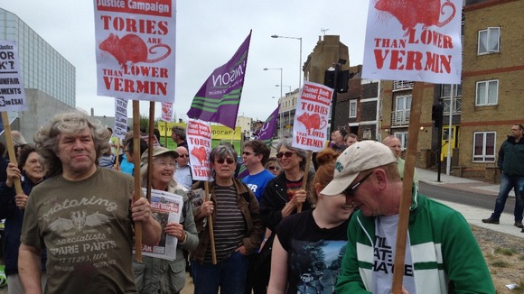 Protesters waiting for Prime Minister