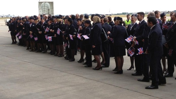 BA staff waiting for aircraft