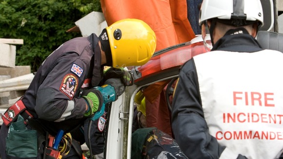 Firefighters competing