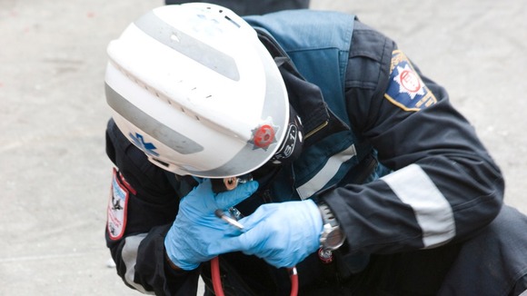 Firefighters competing