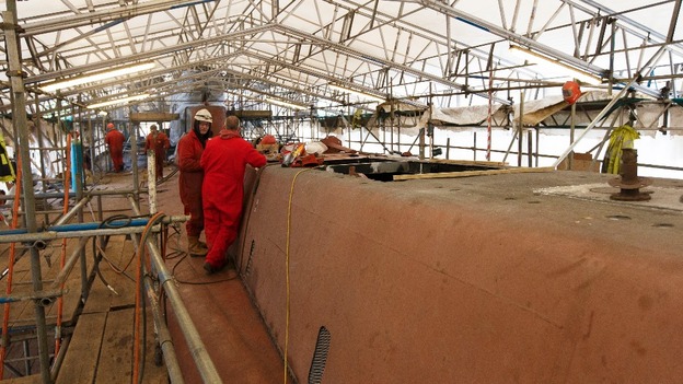 Inside hull of submarine