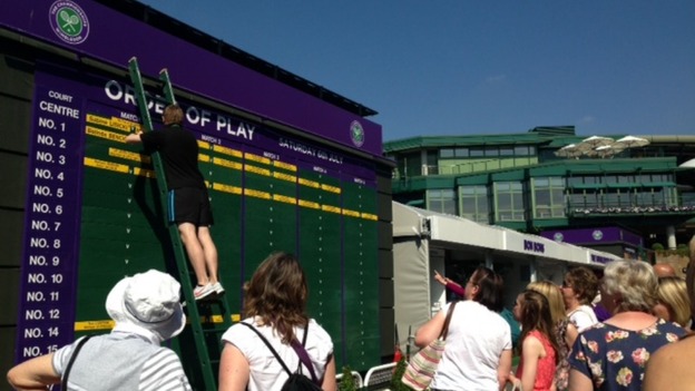 The order of play goes up on Ladies' Final Day at Wimbledon.