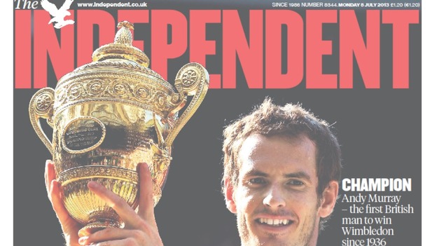 The Independent headline simply reads: Champion