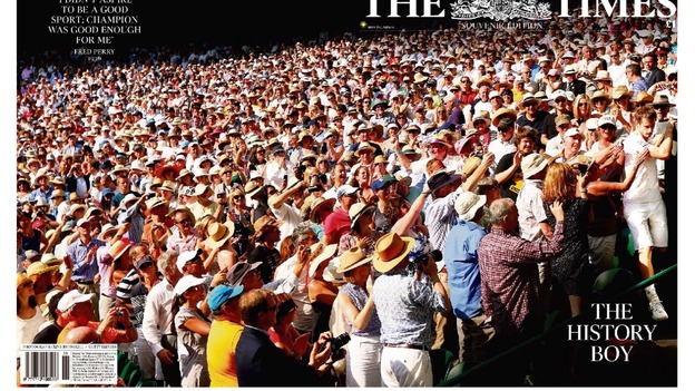 The Times Newspaper have produced a special wrap around cover to commemorate Murray's win