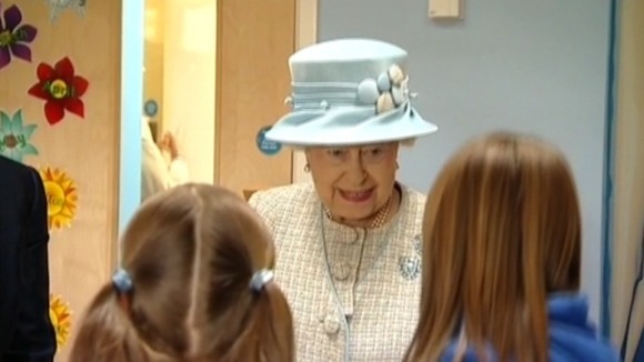 The Queen talking to schoolchildren