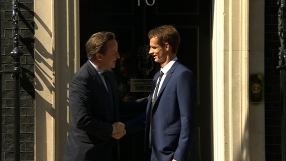 David Cameron greeted Andy Murray as he arrived at Number 10